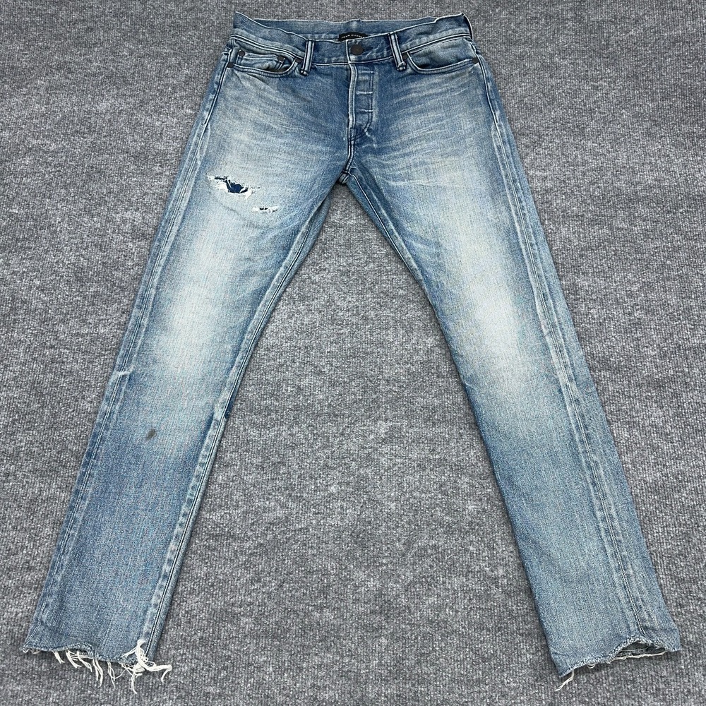John Elliott Jeans Men 28x30 (FITS 29x29) Slim Made In Japan Distressed Raw Hem